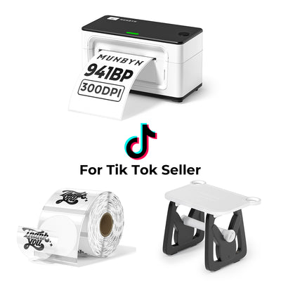 MUNBYN RealWriter 941BP 300DPI Bluetooth thermische labelprinter & transparante labels TikTok productlabeling Ultra HD-set