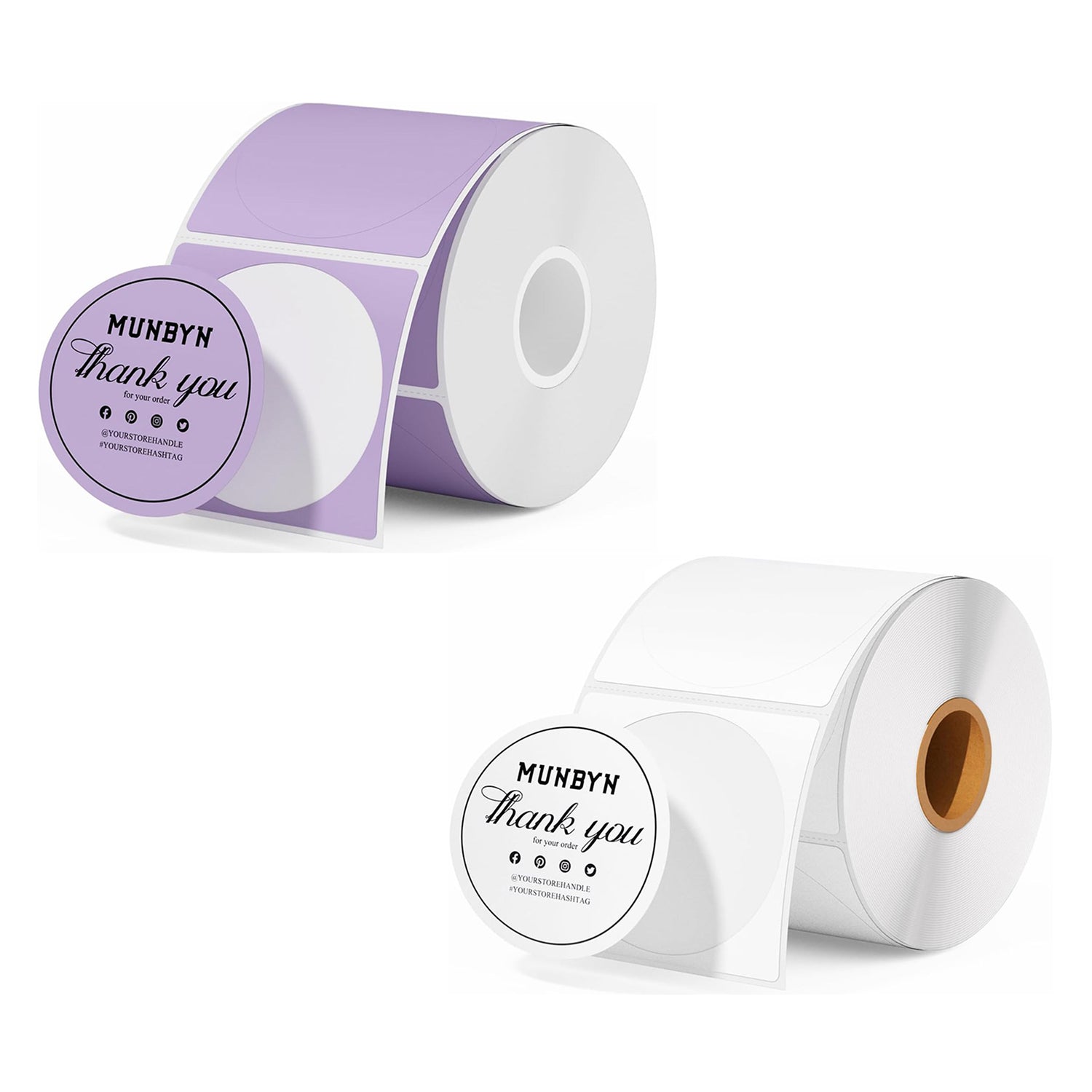 Étiquettes thermiques rondes MUNBYN 2" pour produit, logo et autocollants polyvalents