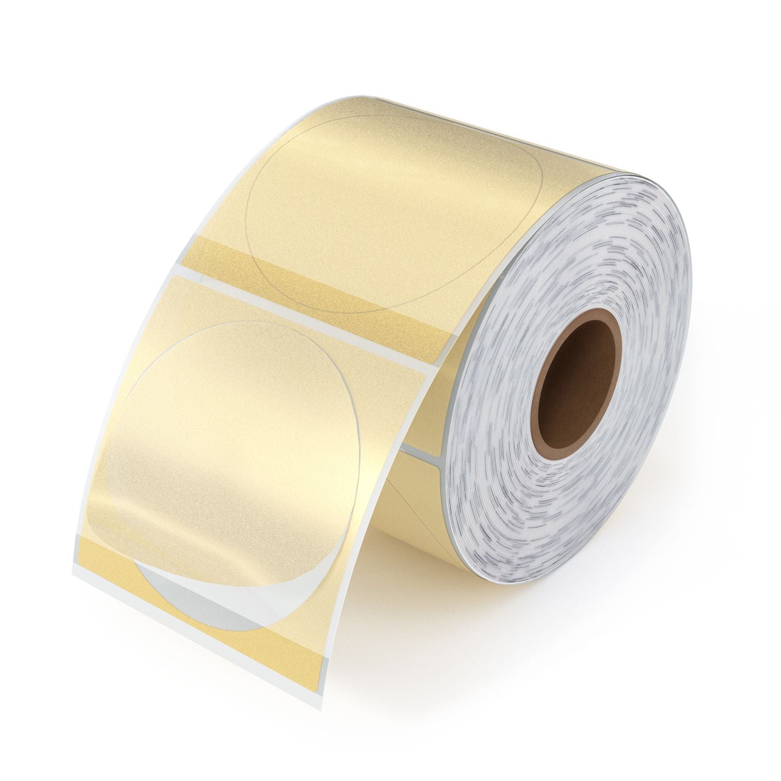 MUNBYN Gold-Glitzer-Thermoetiketten, 500 Etiketten pro Rolle, mit Maßen von 50,8 mm x 50,8 mm.