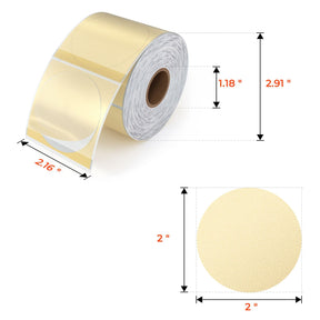 MUNBYN Gold-Glitzer-Thermoetiketten, 500 Etiketten pro Rolle, mit Maßen von 50,8 mm x 50,8 mm. 