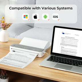Der tragbare Drucker ist mit vier Betriebssystemen kompatibel: Windows, iOS, Android und macOS.